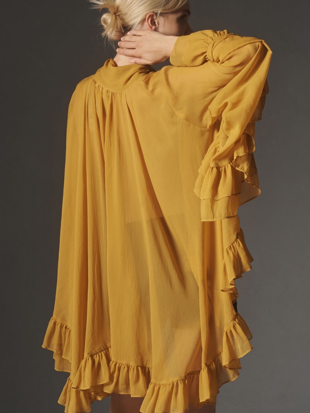 Let me Be Sheer Tie Neck Ruffle Blouse NWT - Picture 2 of 4